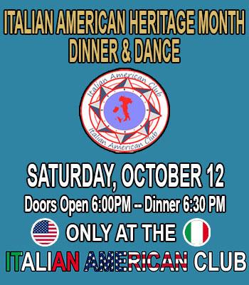 ITALIAN AMERICAN HERITAGE Oct 12 630pm $30/$40 Image